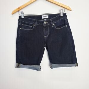Paige Kimmie Dark Wash Cuffed Denim Bermuda Low Rise Shorts Size 25